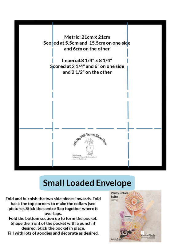 Dimensions for a small loaded envelope.