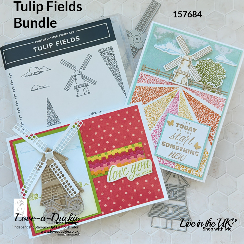 Windmill themed cards using the Tulip Fields Bundle from Stampin' Up!