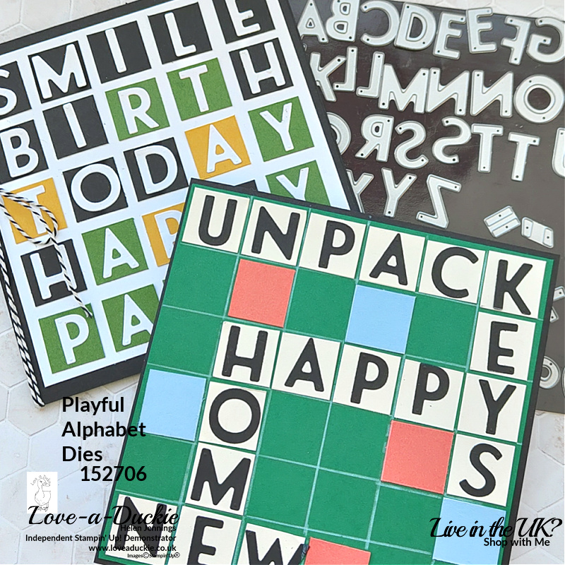 Cards with a word games theme using the Playful Alphabet dies from Stampin' Up!