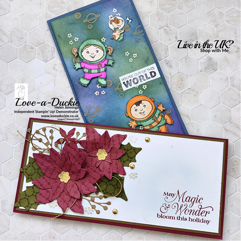 Two slimline cards using products from the Stampin' Up! range.