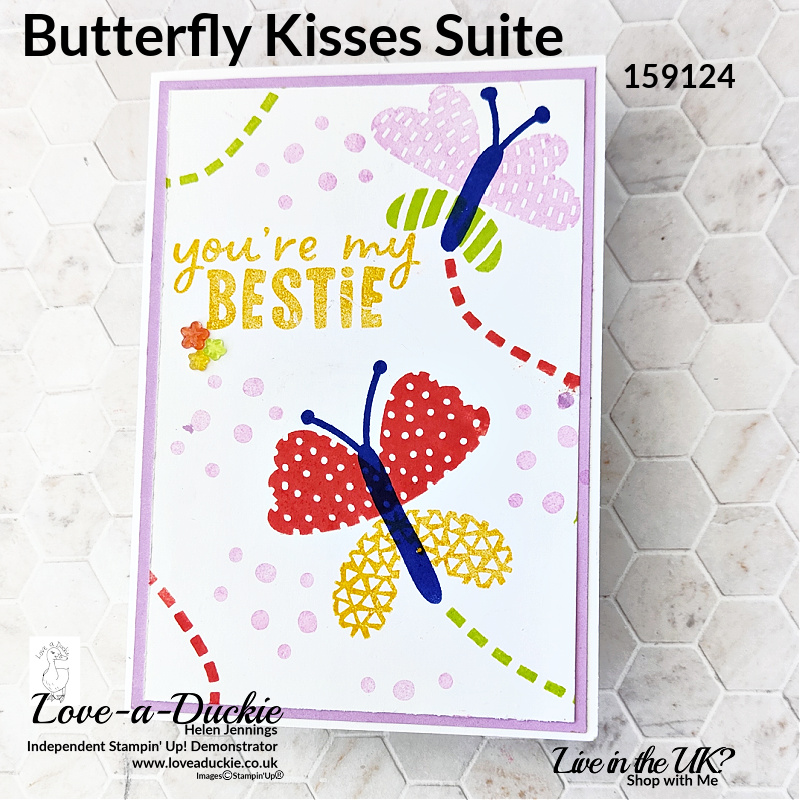 A simple stamping card using the Butterfly Kisses Suite and ink from Stampin' Up!