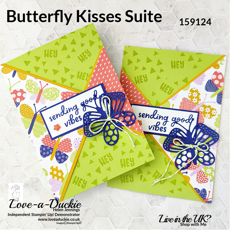 Two cards from two squares of butterfly Kisses Designer series paper