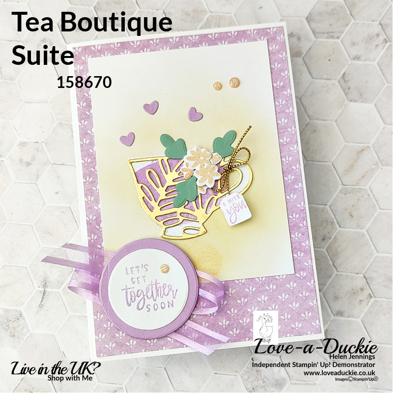 Detailed die and ink blending on this card using the Tea Boutique Suite from Stampin' Up!