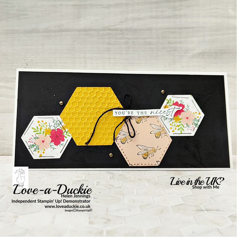 A slimline card using Honeybee Home stamp set and Beautiful Shapes from Stampin' Up!