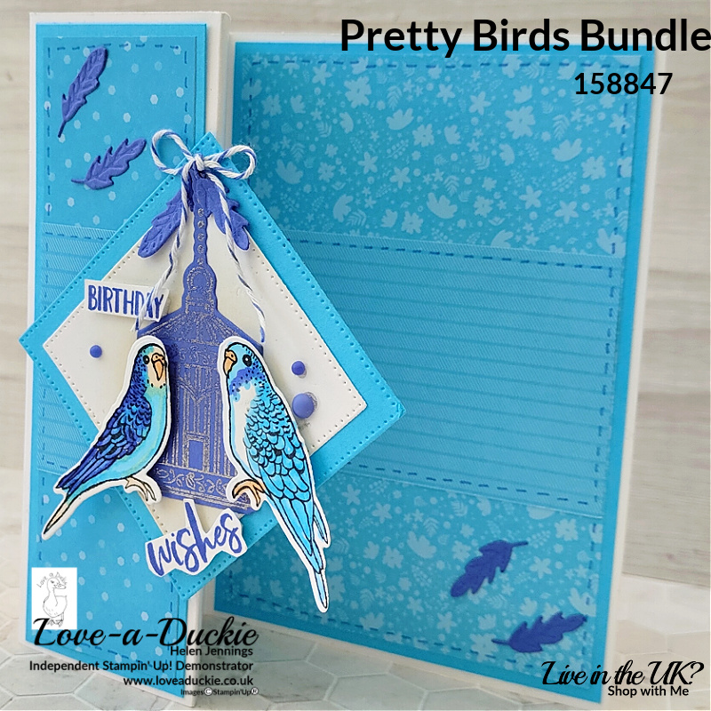 A simple fold back fancy fold card in Tahitian Tide featuring birds from the Pretty Birds bundle from Stampin' Up!