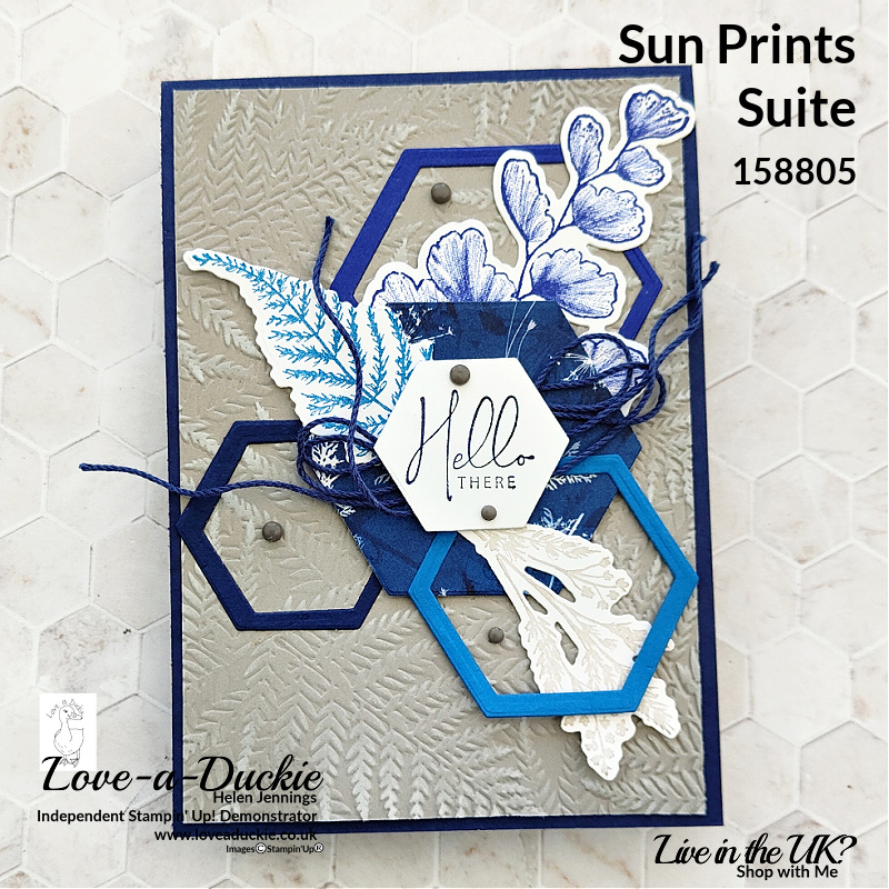 Layering hexagonals  and stamped images from the Sun prints Suite from Stampin' Up!
