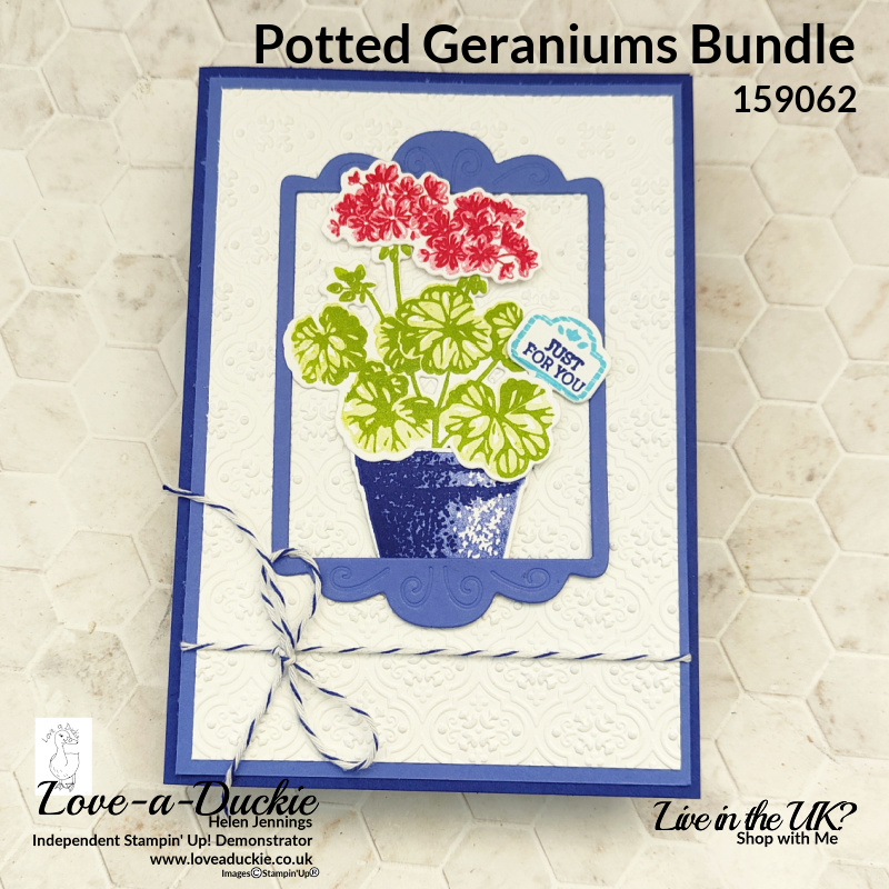 Die cutting stamped images from the potted geranium stamp set which have been stamped in in colors.