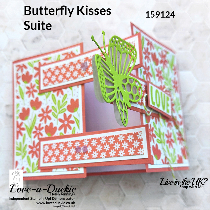 An interlocking gatefold fancy fold using the Butterfly Kisses Suite from Stampin' Up!