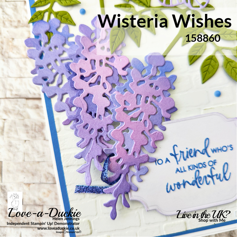 Multi tonal die cut witeria blooms using Stampin' Up's Wisteria Wishes Bundle