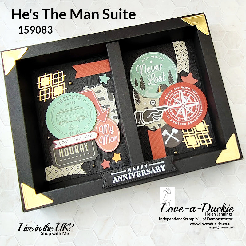 Creating a 3D masculine box card using the He's the Man Suite from Stampin' Up!