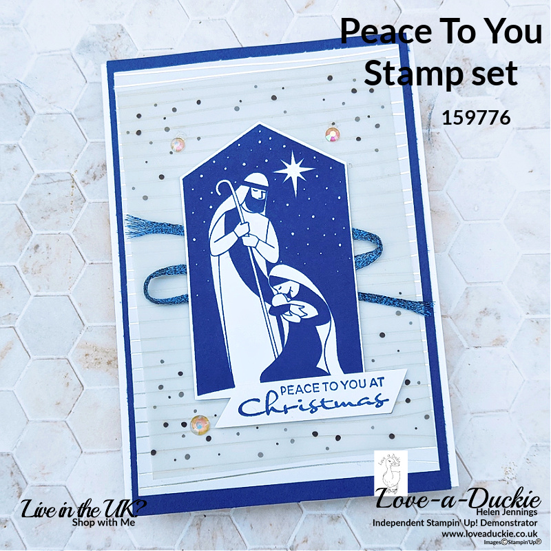 A Nativity Scene Christmas card using Stampin' Up's Peace to You stamp set.