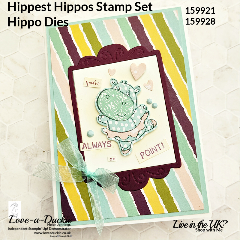 Paper Piecing Hippo Card using Hippest Hippo stamp set and dies and Design a daydream DSP from Stampin' Up!