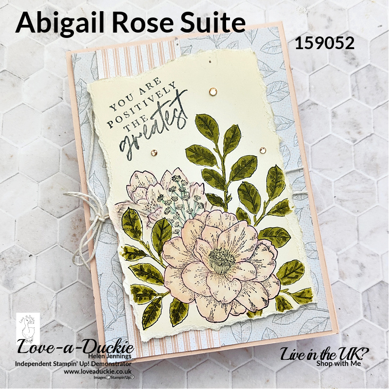 Flowers coloured with Stampin' Blends on this vintage style card and Stampin' Up's Abigail Rose Suite