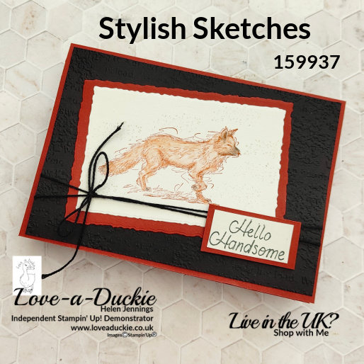 A handsome fox on this masculine card using Stylish Sketches from Stampin' Up!