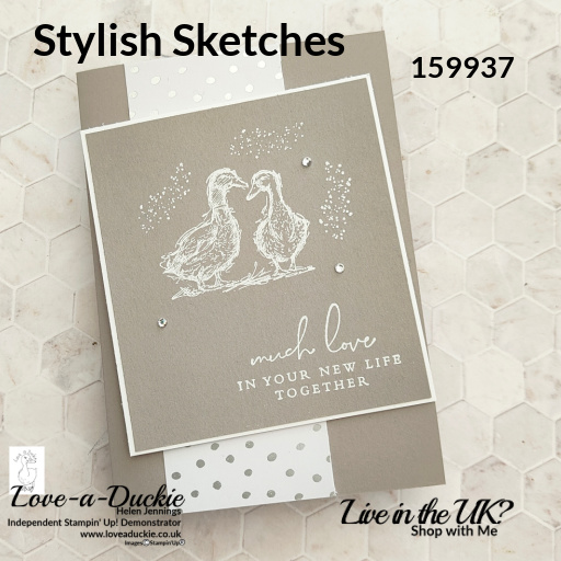 White on Gray Granite on this wedding card using Stylish Sketches stamp set from Stampin' Up!