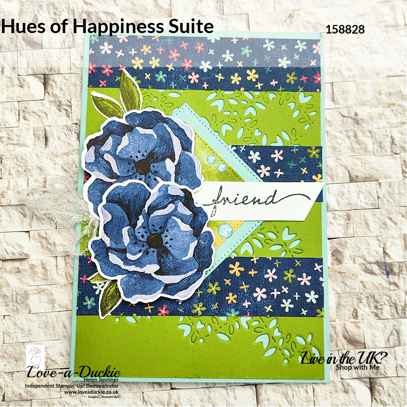 A card from a sketch challenge using Stampin' Up's Hues of Happiness