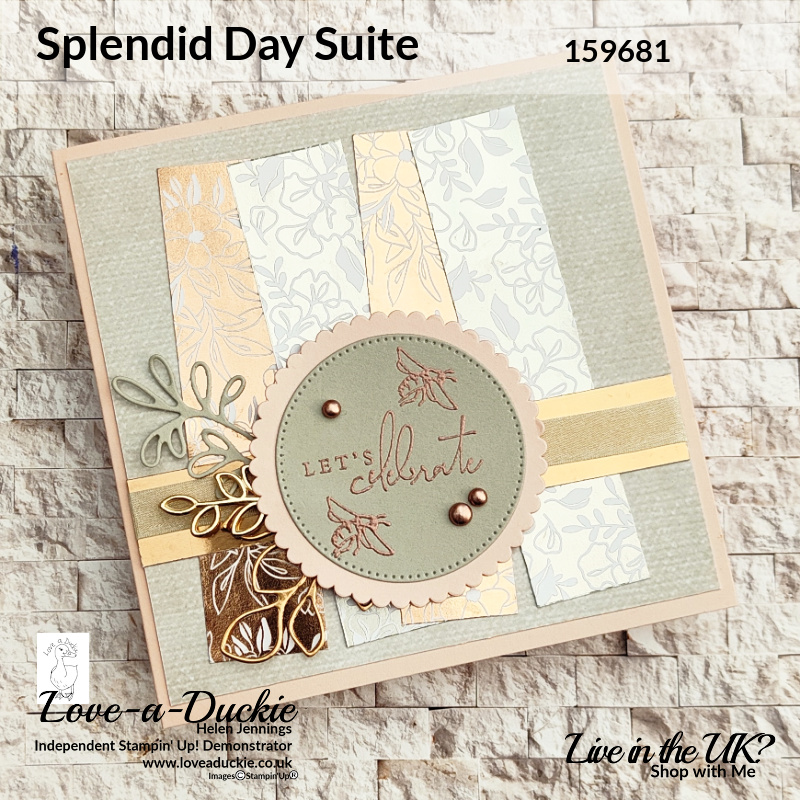 Strips of Specialty paper from the Splendid Day papers from Stampin' Up! on this card created from a sketch challenge.