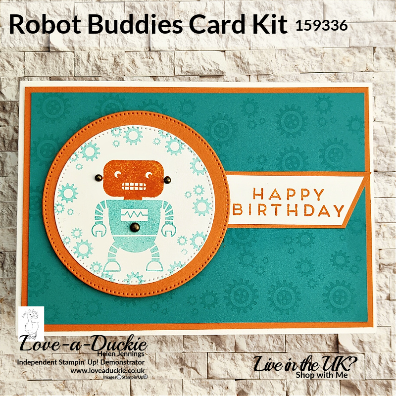 Cute robot card using the stamp set from Stampin' Up's Robot Buddies Kids card Kit from Stampin' Up!
