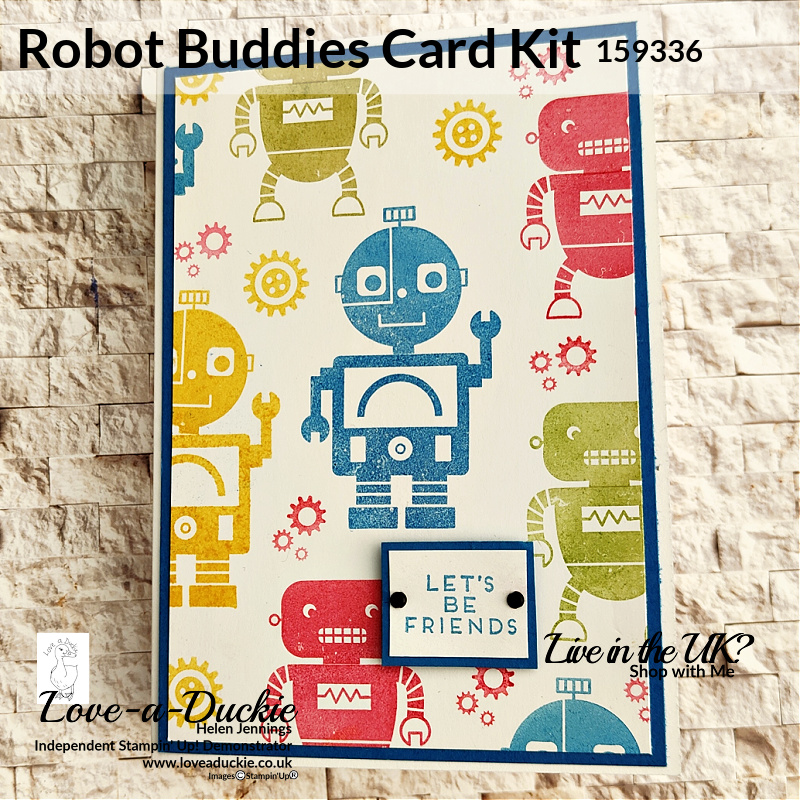 Primary Colours using the stamp set from the Robot buddies Kids card Kit from Stampin' Up!