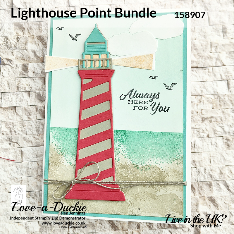 a large die cut Lighthouse built up from dies in the Lighthouse Point bundle from Stampin' Up!
