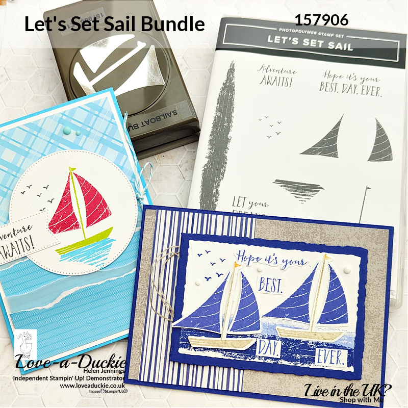 These cards with a nautical theme have been created using the Let's Set Sail stamp and punch bundle from Stampin' Up!