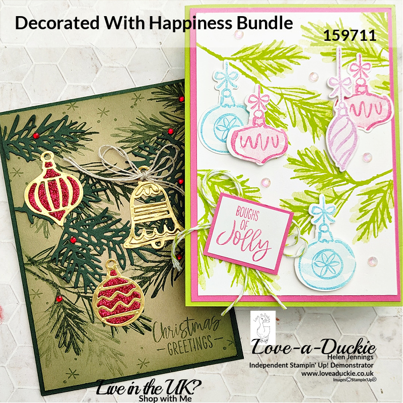 One stamp set two cards using the Decorated with happiness bundle from Stampin' Up!