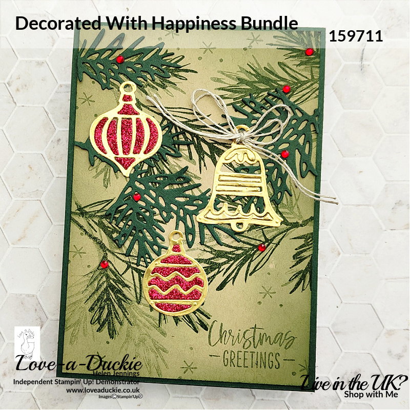 A vintage style Christmas Card using the Decorated with happiness bundle from Stampin' Up!