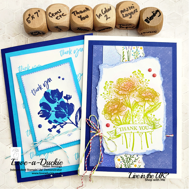 card making inspiration with dice and Stampin' Up floral images