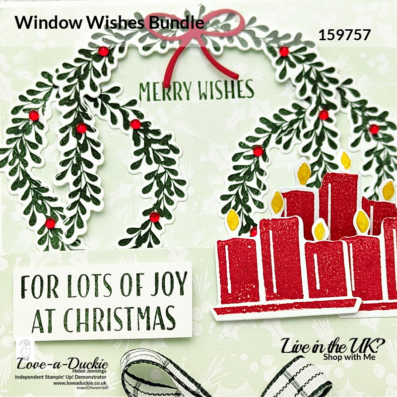 Painted Christmas paper and Window Wishes bundle from Stampin' Up on this fancy fold Christmas Card