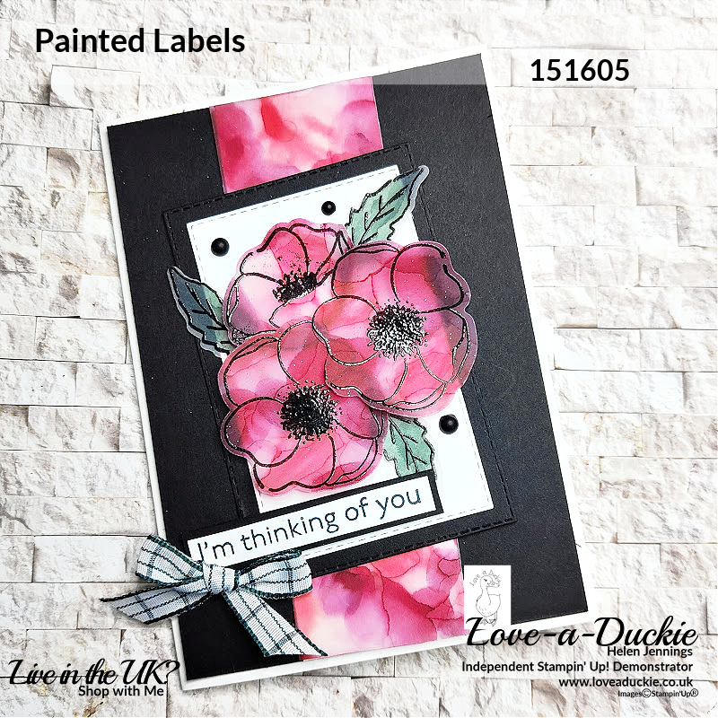 A card created by  Alcohol Blending with Stampin' Blends and then using Painted Poppies stamp set and Painted Labels dies from Stampin' Up!