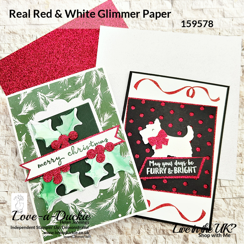 Using Glimmer Paper in Christmas Cards with this Real Red & White glimmer paper from Stampin' Up!