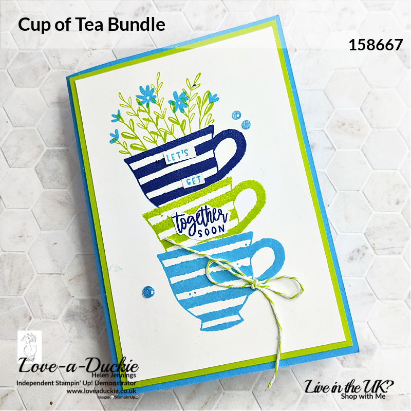 Using masking paper and the Cup of Tea bundle from Stampin' Up to create stacked images.