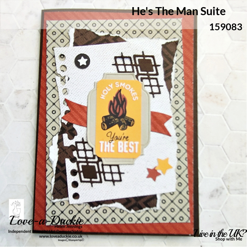 A quick & easy masculine card created with the He's The man Designer Series Paper pack from Stampin' Up and matching dies.
