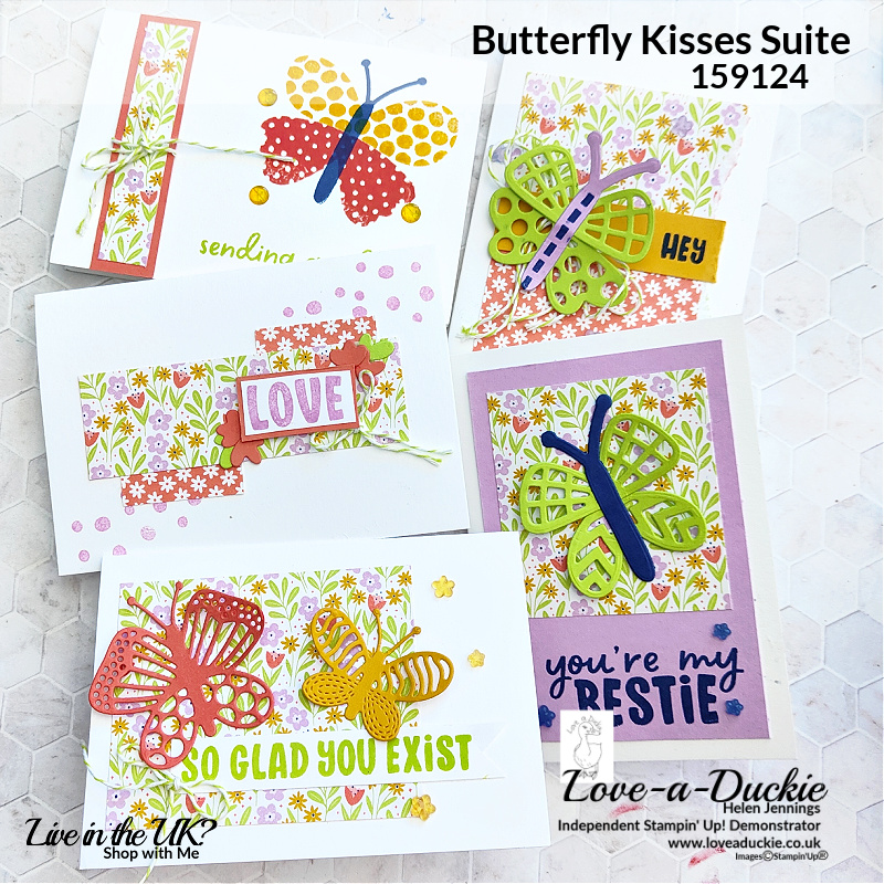 Butterfly cards created with a one sheet wonder from Butterfly Kisses paper from Stampin' Up!