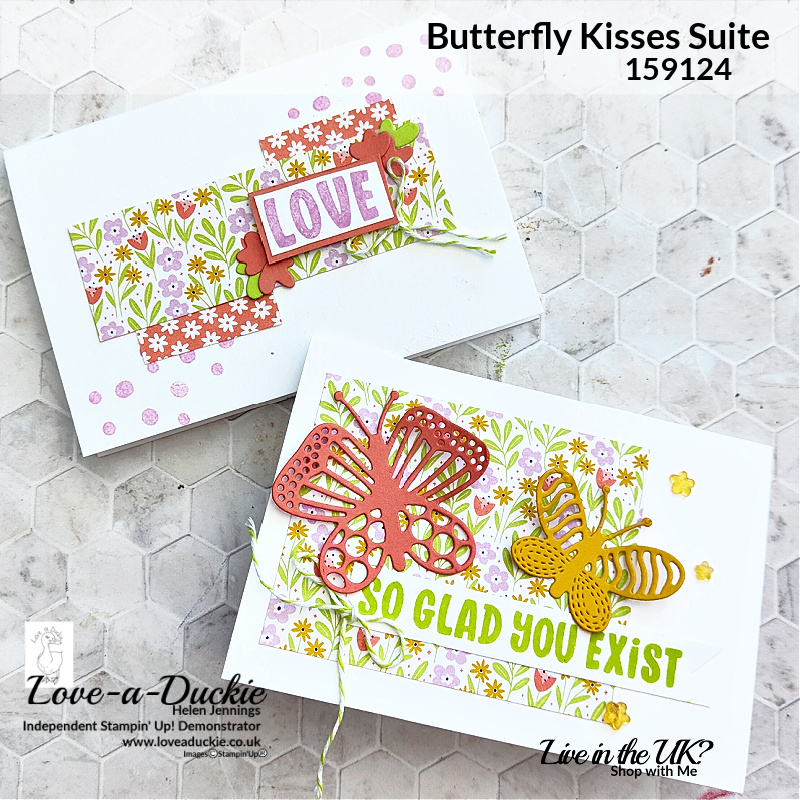 Stampin' Up's Butterfly Kisses suite used to create one sheet wonder note cards.