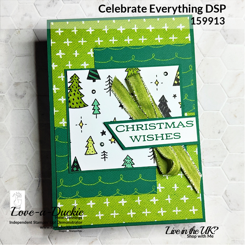 A Christmas Tree card using a sketch and Celebrate Everything Designer Series paper from Stampin' Up!