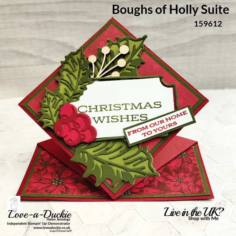 Christmas Pop-Up diamond Card using the Boughs of Holly Suite from Stampin' Up!