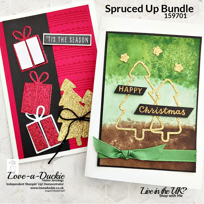 Two Christmas Cards using Stampin' Up's Spruced Up bundle