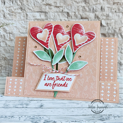 A centre stepper card for Galentine's day using the Country Floral lane suite from Stampin' Up!
