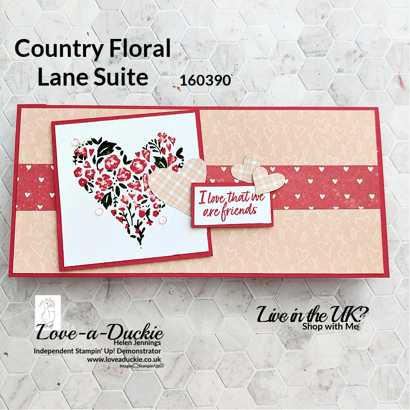 A slimline card friendship using the Country Lane Floral Suite from Stampin' Up!