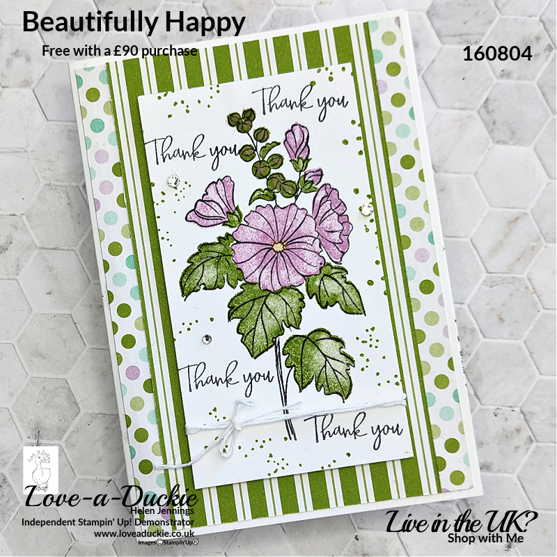 A two step stamping card using the Beautifully Happy Stamping stamp set from Stampin' Up!