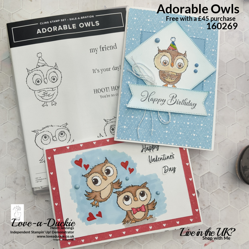 Different colouring techniques with the Adorable Owls stamp set from Stampin' Up!