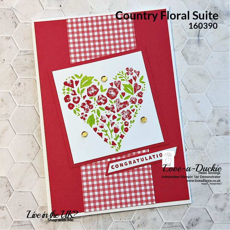 A congratulations card created with the Country Floral Lane suite from Stampin' Up!