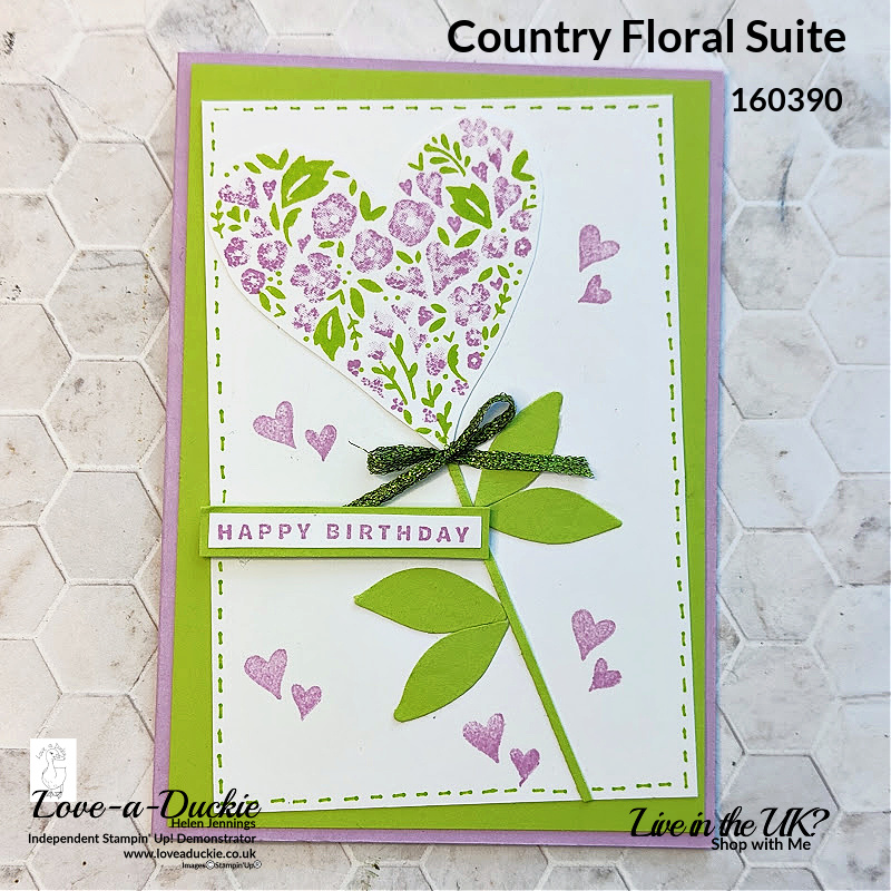 A birthday card created with the country floral lane suite from Stampin' Up!