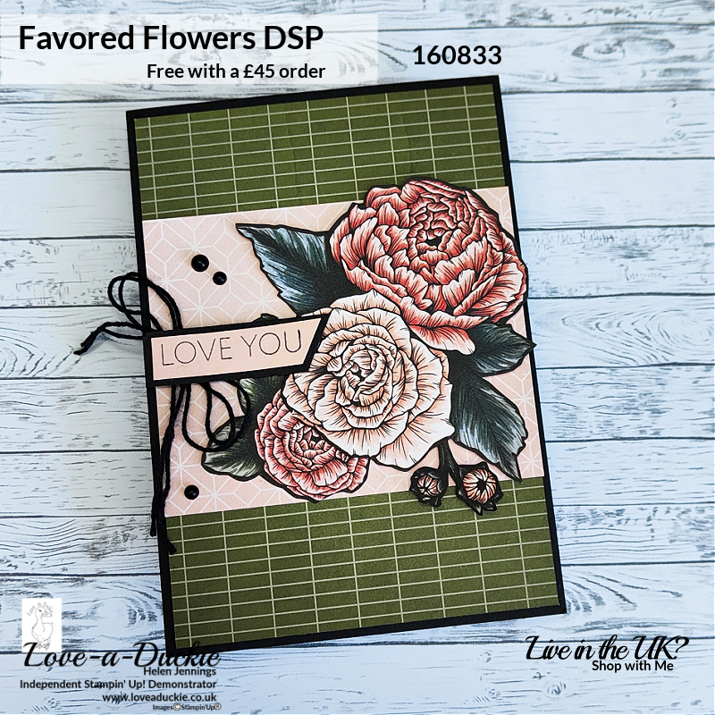 This card features fussy cut paper flowers from the Favored Flowers Designer Series paper from Stampin' Up!