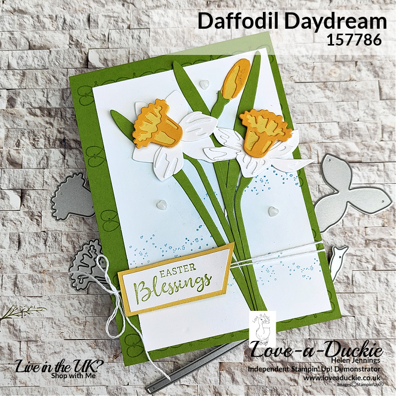 A traditional easter card using the Daffodil Daydream stamp set and Daffodil Dies from Stampin' UIp!