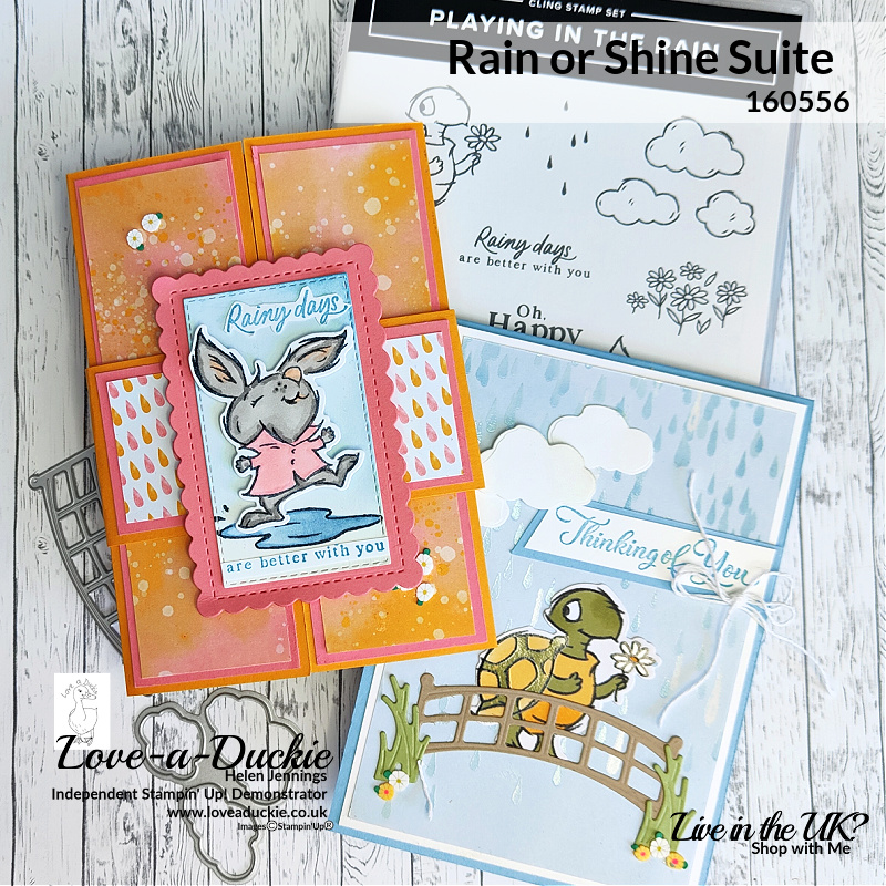 Two cards featuring the Rain or Shine Suite from Stampin' Up!