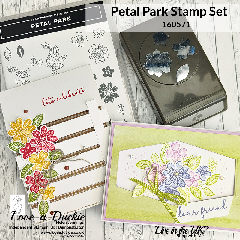 Creating Arrangements of Flowers on Cards using the Petal Park stamp set and punch from Stampin' Up!