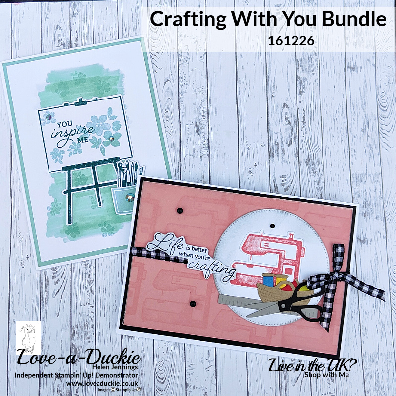 Two crafting themed cards created with the Crafting With You bundle from Stampin' Up!