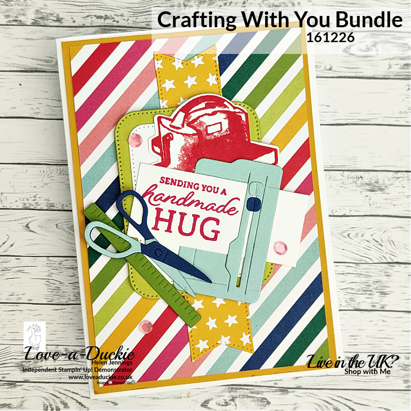 A bright card using crafting images from Stampin' Up's crafting With You bundle